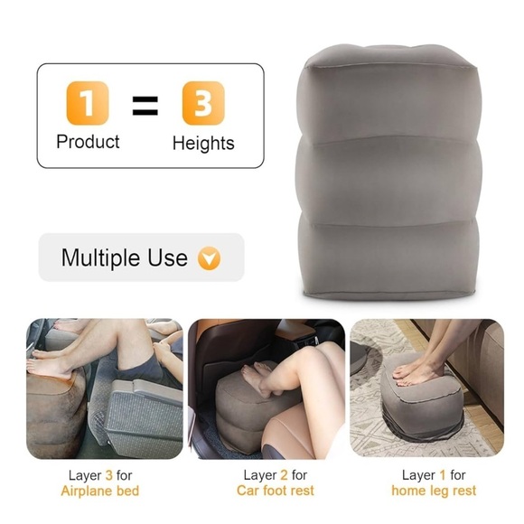 Inflatable Travel Foot Rest Pillow, Kids Airplane Bed - Picture 5 of 8